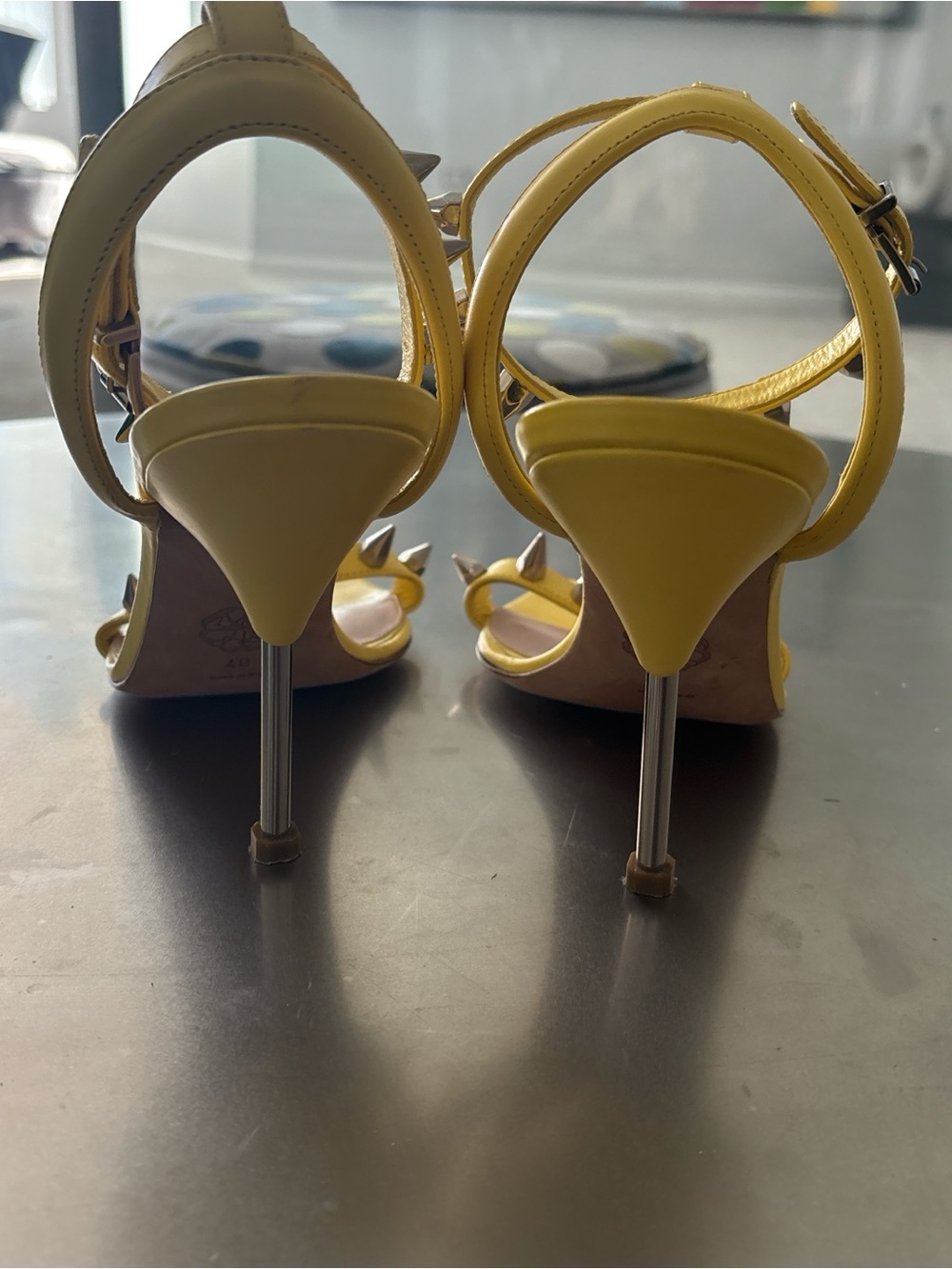Alexander McQueen Yellow Leather Strappy Stiletto Heels